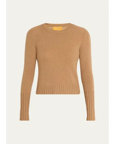 Guest In Residence Shrunken Crewneck Sweater In Cashmere In Almond