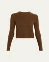Guest In Residence Shrunken Crewneck Sweater In Cashmere In Brown