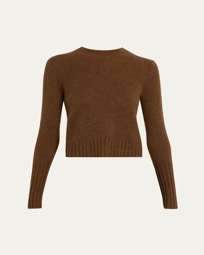 Guest In Residence Shrunken Crewneck Sweater In Cashmere In Brown