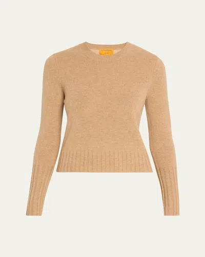 Guest In Residence Shrunken Crewneck Sweater In Cashmere In Dune