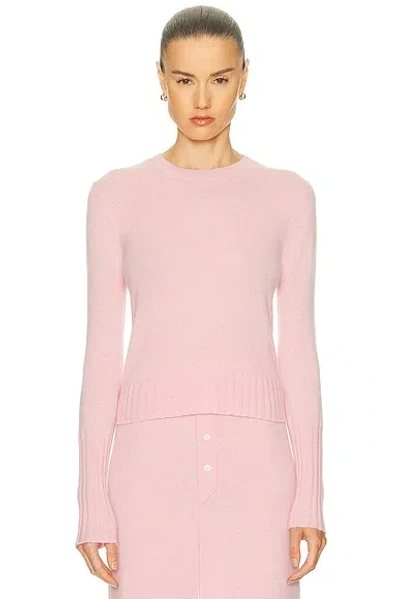 Guest In Residence Shrunken Crewneck Sweater In Pink