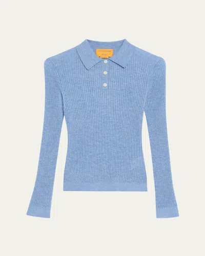 GUEST IN RESIDENCE SHRUNKEN LONG-SLEEVE CASHMERE POLO