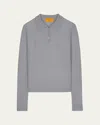 Guest In Residence Shrunken Long-sleeve Cashmere Polo In Medium Grey