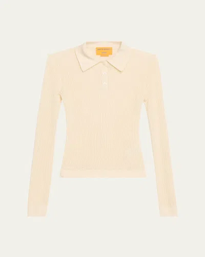 Guest In Residence Shrunken Long-sleeve Cashmere Polo In Pink