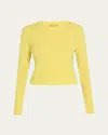 Guest In Residence Shrunken Pointelle Crewneck Cashmere Pullover In Light/pastel Yellow