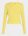 Guest In Residence Shrunken Pointelle Crewneck Cashmere Pullover In Light/pastel Yellow