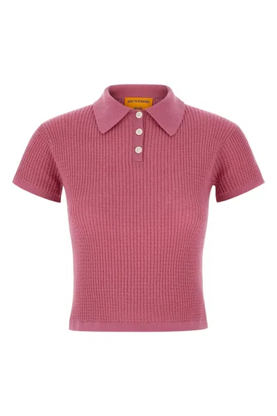 Guest In Residence Waffle-knit Polo Shirt In Pink