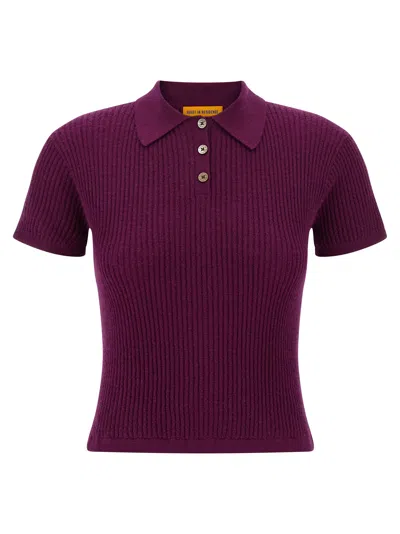 Guest In Residence 'shrunken' Polo Shirt In Purple
