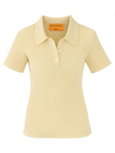 Guest In Residence Neutrals Shrunken Ribbed Cashmere Polo Shirt In Yellow