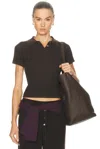 Guest In Residence Shrunken Polo Top In Brown
