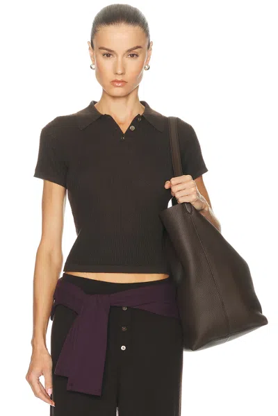 Guest In Residence Shrunken Polo Top In Brown