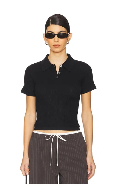 Guest In Residence Shrunken Polo Top In Black