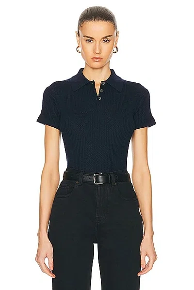 Guest In Residence Shrunken Polo Top In Midnight