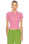 Guest In Residence Shrunken Polo Top In Pink