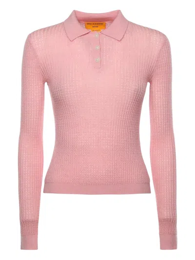 Guest In Residence Shrunken Polo Top In Pink