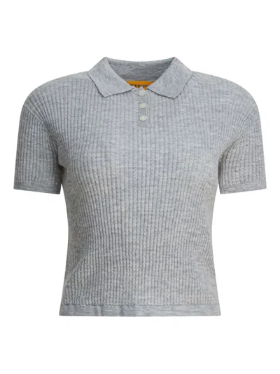 Guest In Residence Shrunken Ribbed Polo Shirt In Gray