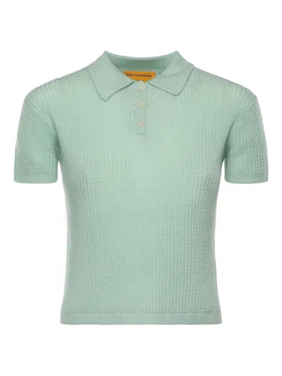 Guest In Residence Shrunken Textured Polo Top In Green