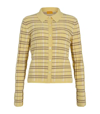 Guest In Residence Silk-linen Plaid Elle Shirt In Yellow