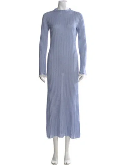 Pre-owned Guest In Residence Silk Long Dress In Blue