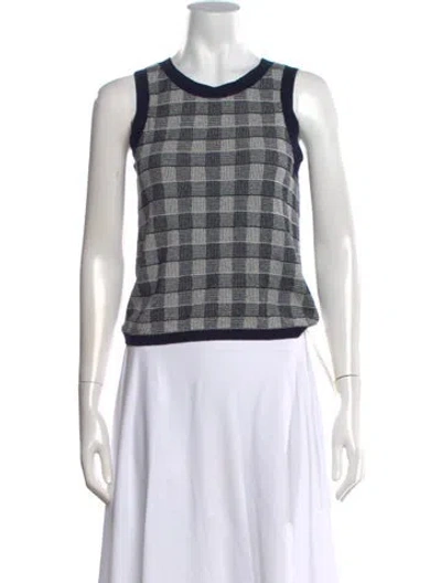 Pre-owned Guest In Residence Silk Plaid Print Sweater In Blue