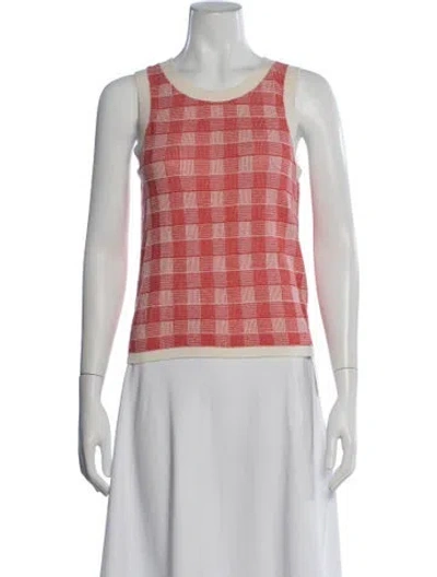 Pre-owned Guest In Residence Silk Plaid Print Top In Blue
