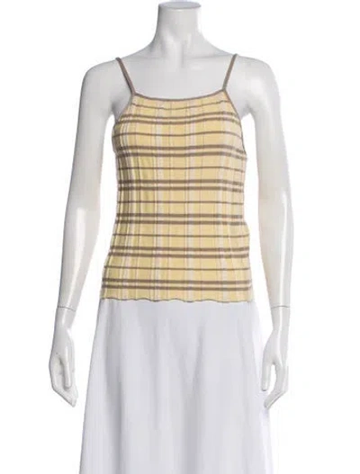 Pre-owned Guest In Residence Silk Plaid Print Top In Multicolor
