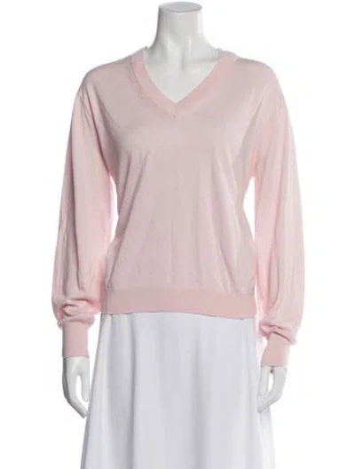 Pre-owned Guest In Residence Silk V-neck Sweater In Pink