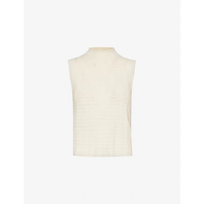 Guest In Residence Womens Cream Sleeveless Ribbed Wool, Cashmere And Silk-blend Top