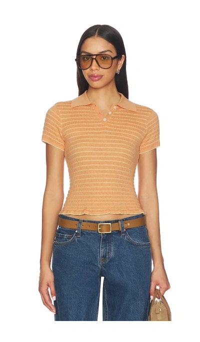 Guest In Residence Smocked Shrunken Polo In Brown