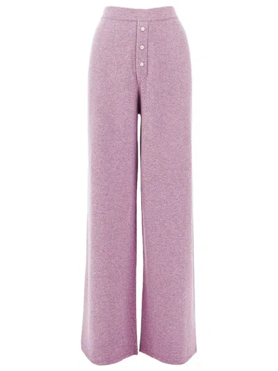Guest In Residence Straight-fit Cashmere Pants With Decorative Buttons In Pink
