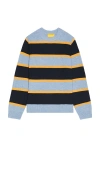 Guest In Residence Stripe Crew Sweater Heather Blue Combo In Blue