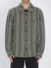 Guest In Residence Herringbone Striped Work Shirt In Gray