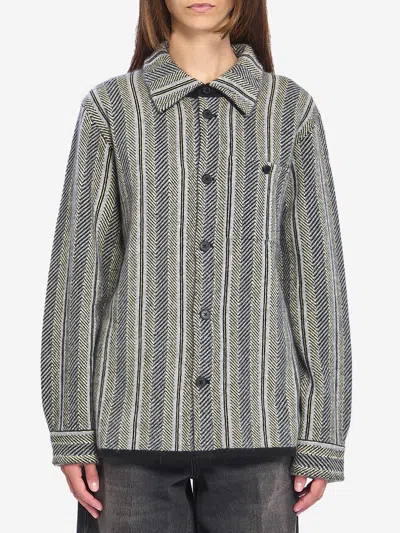 Guest In Residence Stripe Work Shirt In Gray