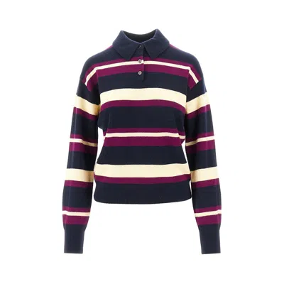 Guest In Residence Striped Cashmere Polo Shirt