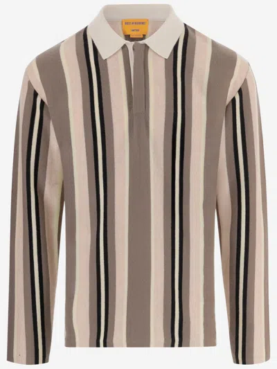 Guest In Residence Striped Cashmere Polo Shirt In Gray