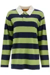 Guest In Residence Womens Midnight Matcha Stripe-pattern Relaxed-fit Cashmere Rugby Polo Shirt In Green