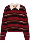 Guest In Residence Cropped Striped Cashmere Polo Shirt In Multi