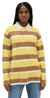 Guest In Residence Cashmere Rugby Top In Lemon/almond Stripe