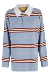 Guest In Residence Striped Cashmere Rugby Sweater With Classic Collar In Blue