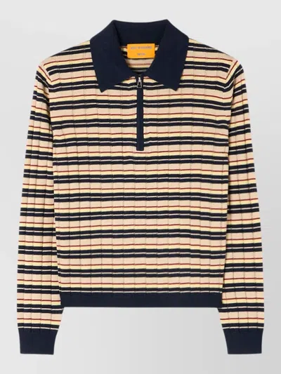 Guest In Residence Striped Collar Polo Shirt Casual Style In Multi