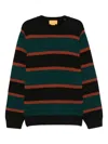 Guest In Residence Horizontal Stripe Cashmere Sweater With Crew Neckline In Animal Print