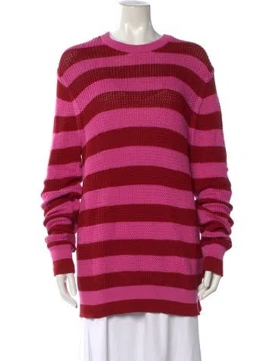 Pre-owned Guest In Residence Striped Crew Neck Sweater In Pink