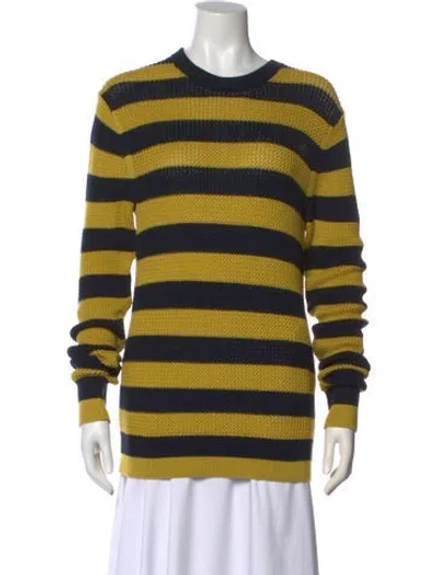 Pre-owned Guest In Residence Striped Crew Neck Sweater In Yellow