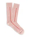 Guest In Residence Striped Crew Socks In Powder Pink Cream Cherry