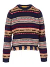 Guest In Residence Western Fringed Striped Wool And Cashmere-blend Sweater In Brown
