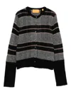 Guest In Residence Shadow Plaid Cardigan With Textured Knit In Black