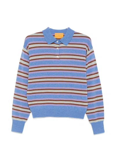 Guest In Residence Ribbed Cashmere Polo Sweater With Three-button Placket In Blue