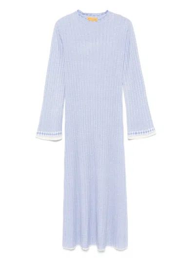 Guest In Residence Striped Silk And Linen-blend Maxi Dress In Blue