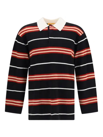 Guest In Residence Striped Polo Shirt In Black