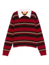 Guest In Residence Cropped Rugby Sweater With Classic Collar And Striped Pattern In Burgundy